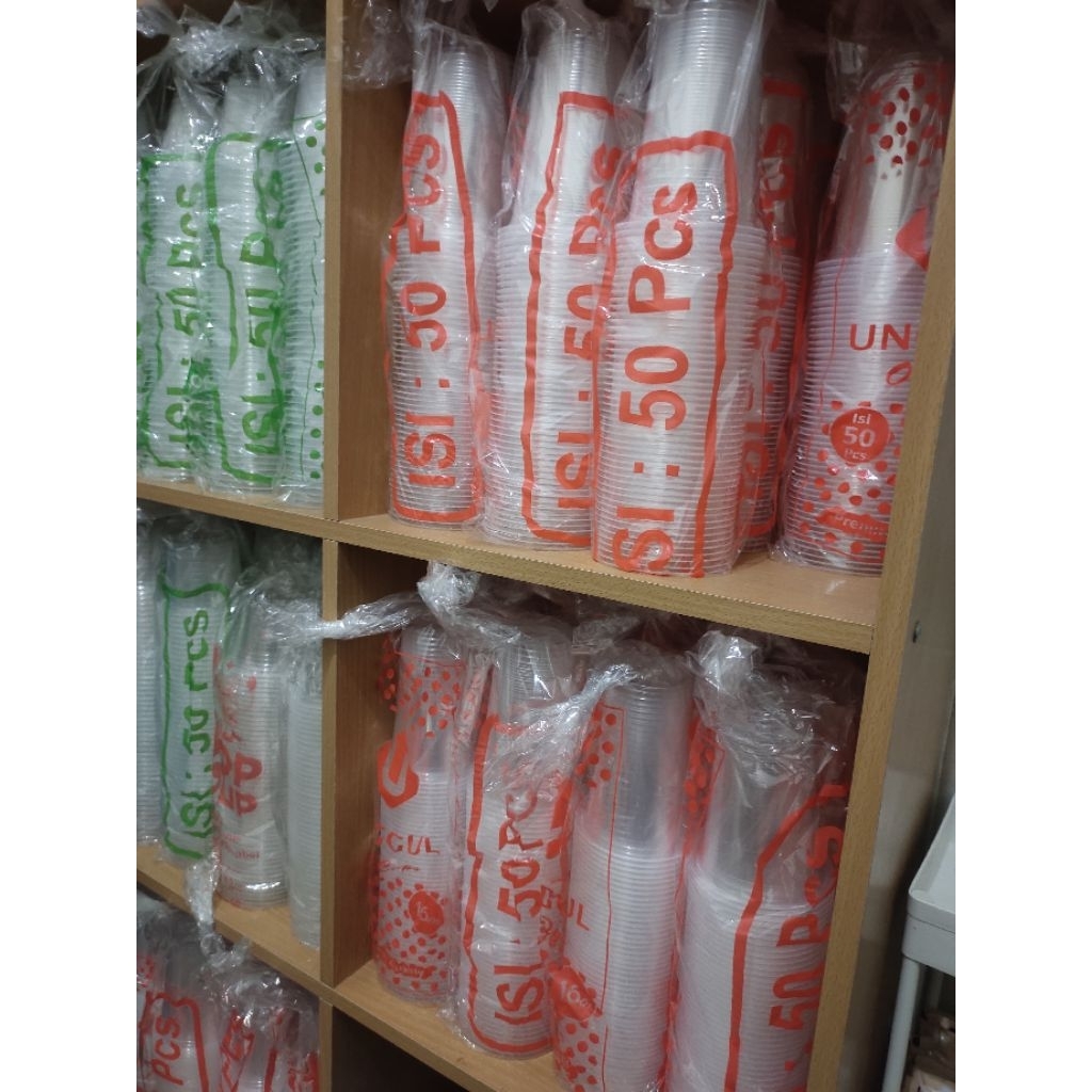 Gelas plastik UNGGUL Cup plastik ukuran 10oz dan 16oz