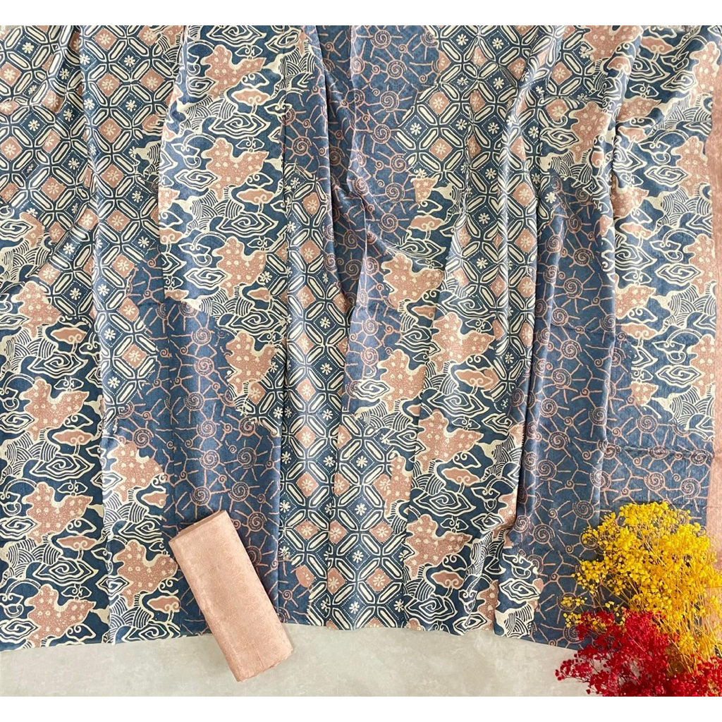 kain batik doby cap pastel pulauan set dobby polos / dobi puloan