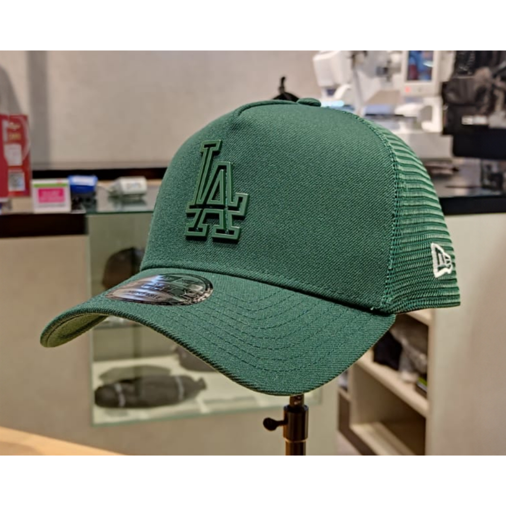 Topi New Era 9Forty A-Frame Trucker Los Angeles Metal Dark Green Snapback Cap