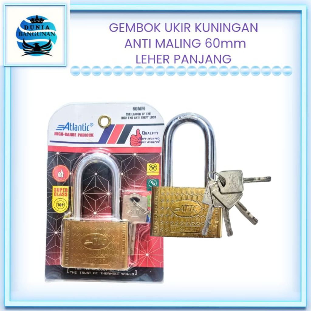 Gembok Anti Maling/Gembok Baja Kuningan 60mm panjang