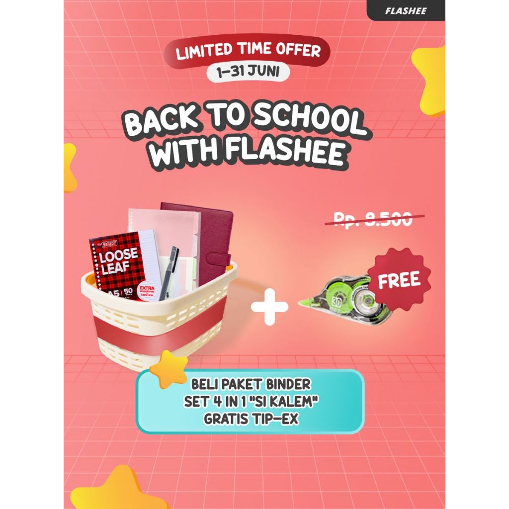 

Graziaa - Flashee Binder Paket Sekolah Set 4IN1 Paket Binder Kampus Kuliah Sudah Termasuk Buku Tulis