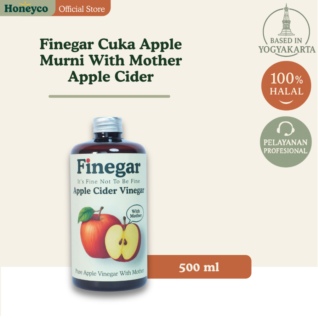 

Finegar Cuka Apel Murni With Mother Apple Cider Vinegar 500ml