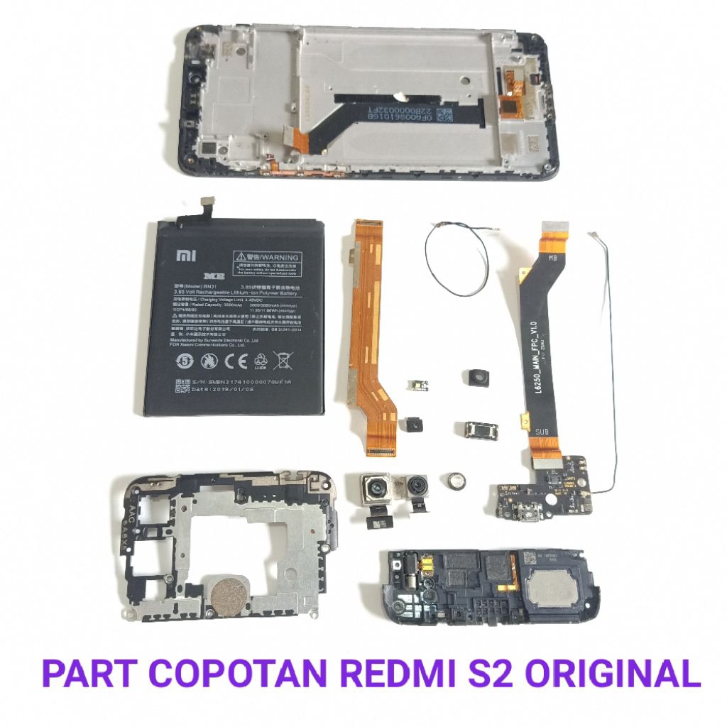 (TOKO PONSEL) Sparepart Original Copotan Redmi S2  Speaker atas  karet kamera  kaca flash  Lampu fla