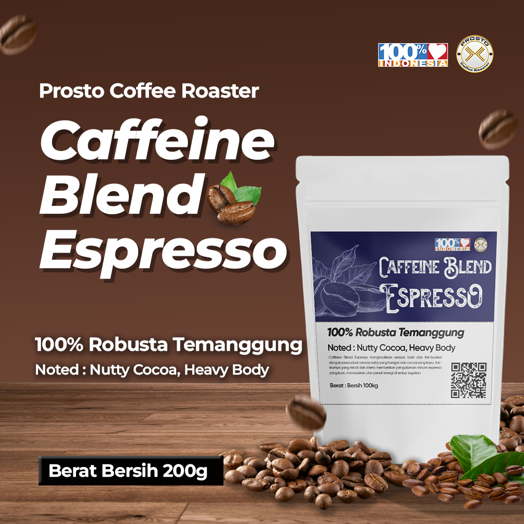 

CAFFAINE 100% FULL KOPI ROABUSTA 200 gr Biji/Bubuk | Roast Bean