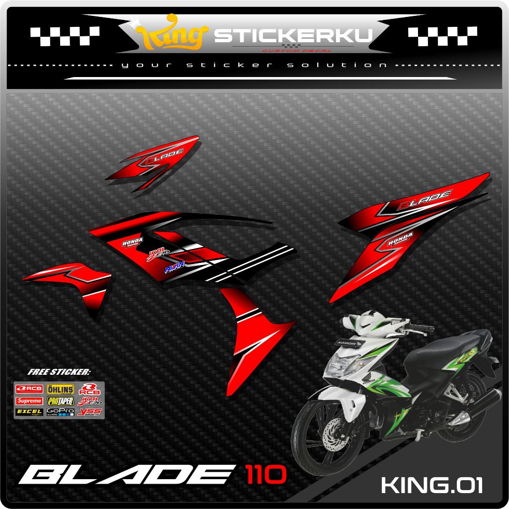 Stiker Striping List Variasi Blade 110 - Sticker Striping MotorVariasi Blade 110 Desain Racing KS.01