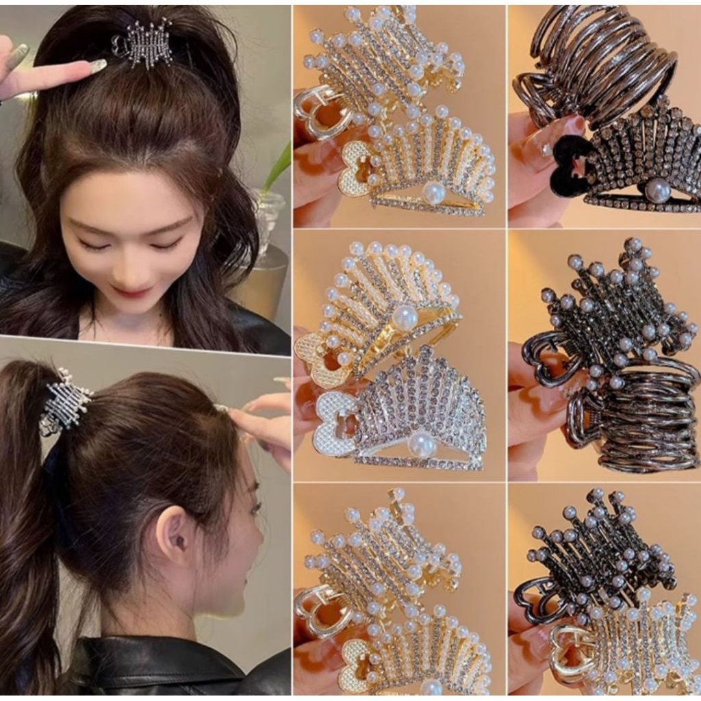 JEPIT RAMBUT PONYTAIL JEDAI JEPITAN MAHKOTA BERKILAU JEPIT RAMBUT PESTA