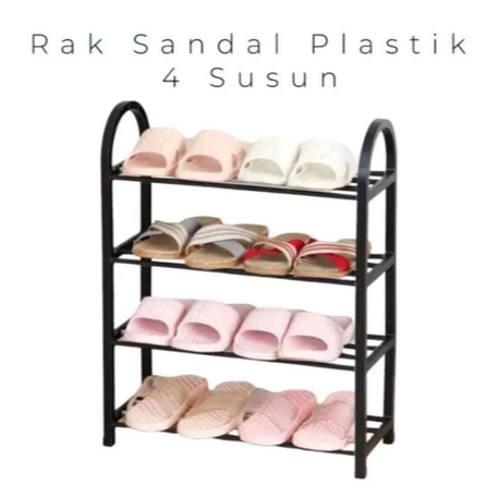 Rak Sandal Plastik 4 Susun Tempat Rak Sepatu Sandal 4 Tingkat Plastik Rak 4 Susun Serbaguna