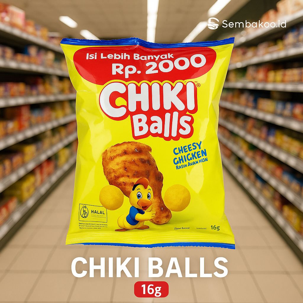 

Chiki Balls 16GR - Snack Ringan Rasa Ayam | Camilan Anak Halal Murah Rp 2000