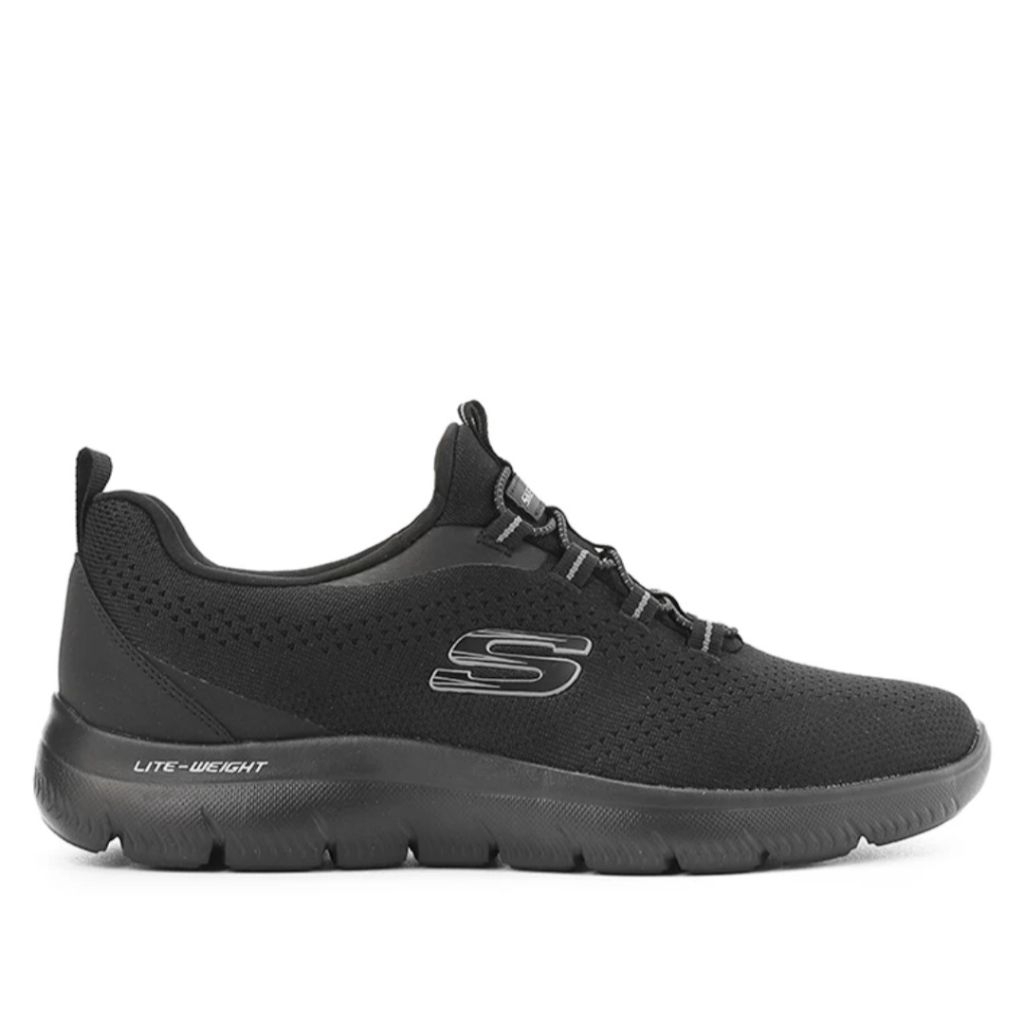 Skechers summits fitness slip on men's sneakers original sepatu slip on pria -black