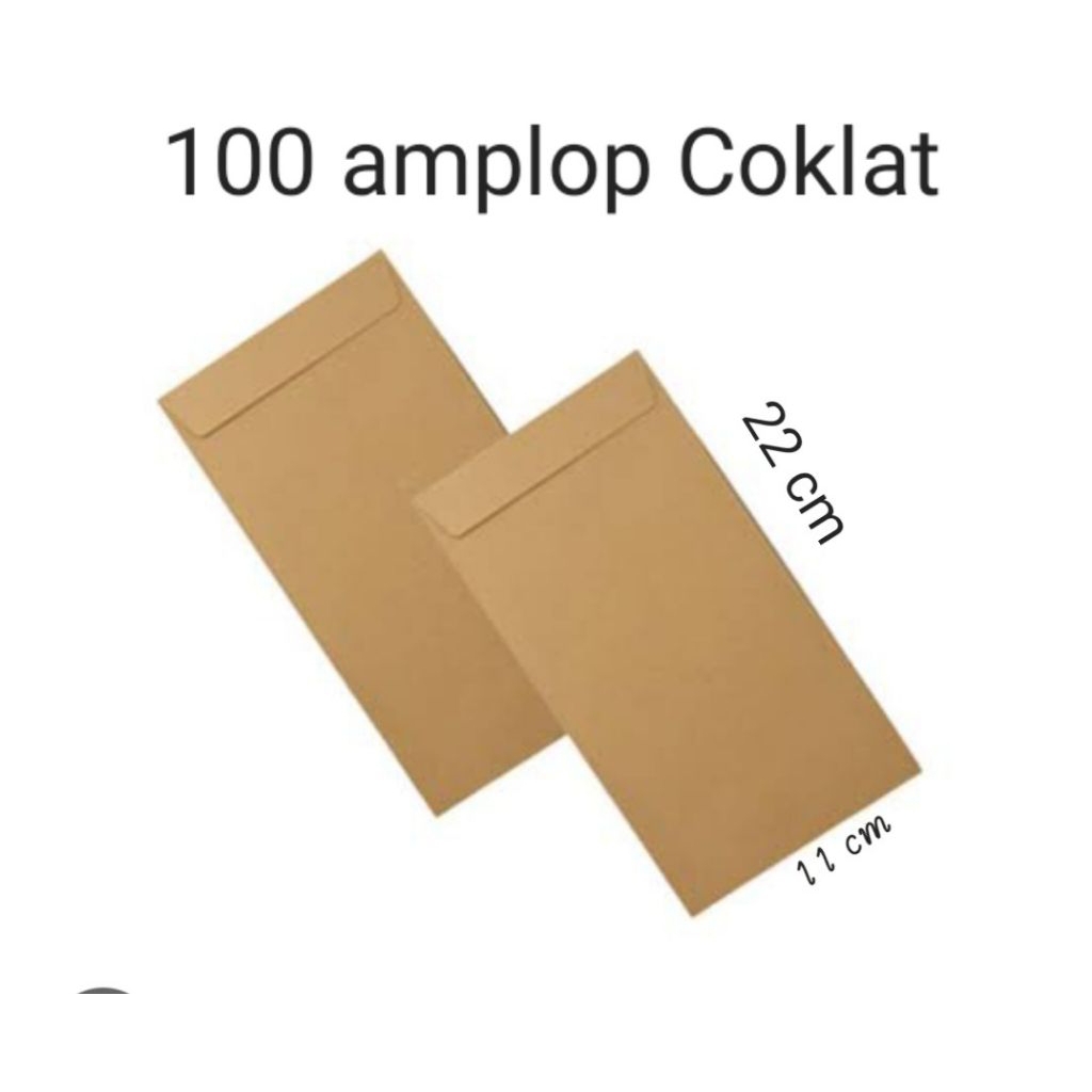 

100 Pcs Amplop Coklat Kecil Ukuran 11x22cm