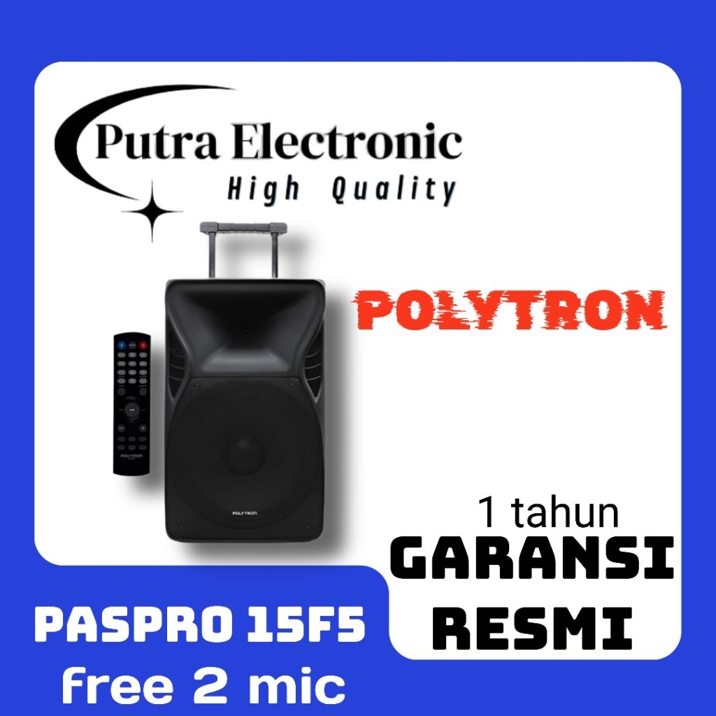 POLYTRON PASPRO 15F5 / PASPRO15F5 SPEAKER BLUETOOTH - mic bawaan 2pcs
