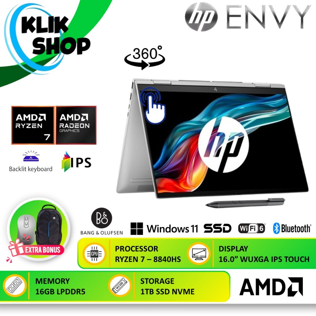 HP Envy X360 16 Touch AMD Ryzen 7 8840HS 16GB 1TB SSD Radeon 780M WUXGA IPS