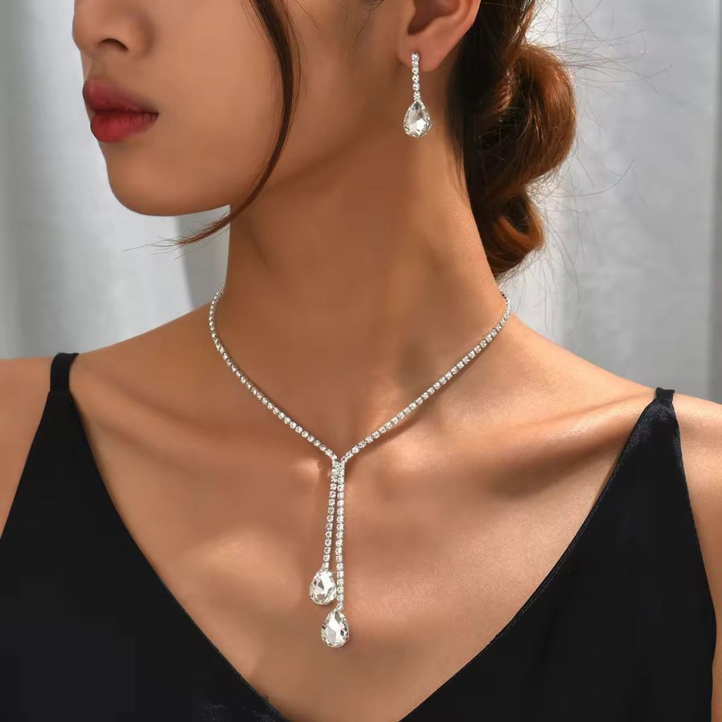 Perhiasan Set 2in1 Kalung Anting Pesta Perhiasan Pesta