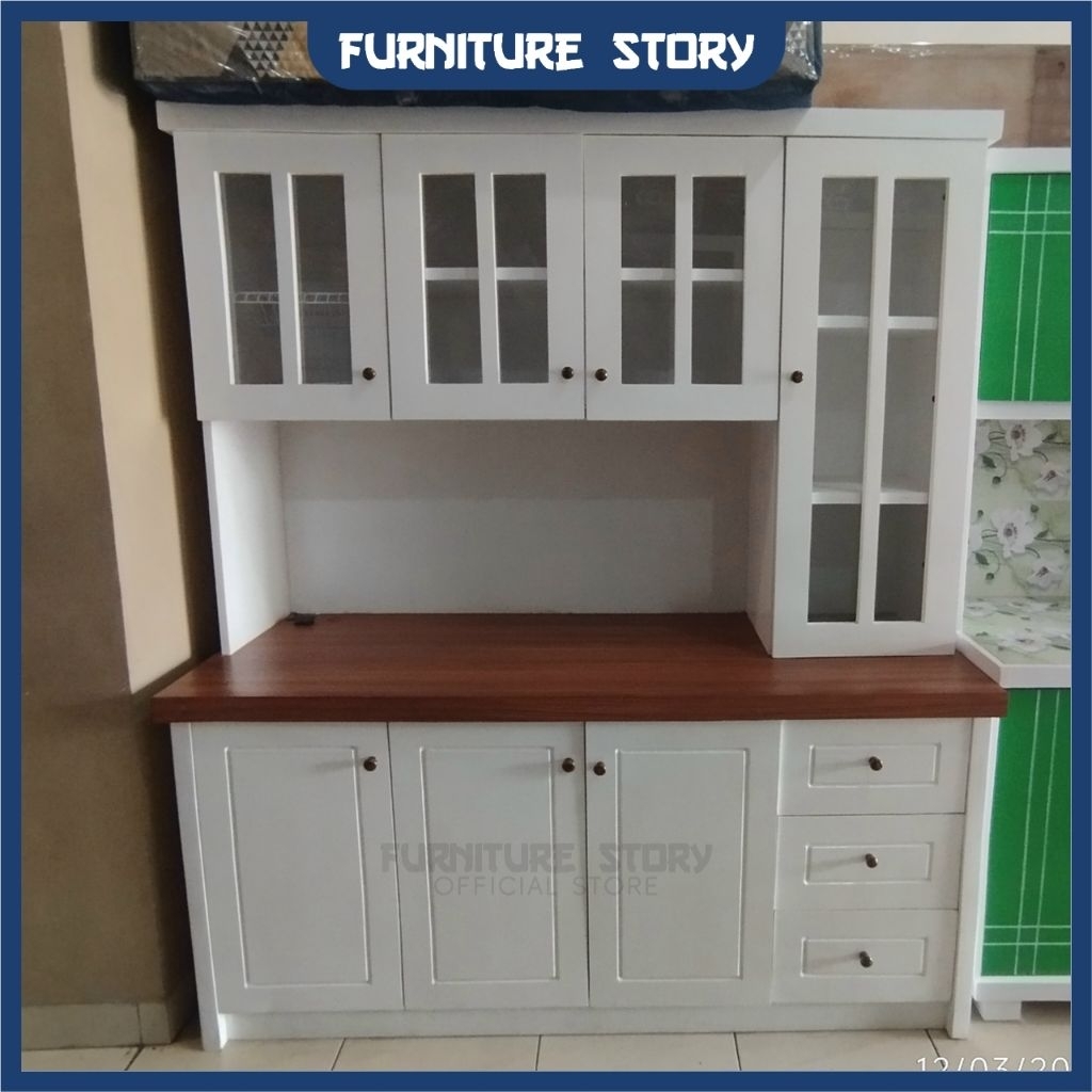 LEMARI DAPUR 4 PINTU KAYU | LEMARI SAYUR MINIMALIS KAYU