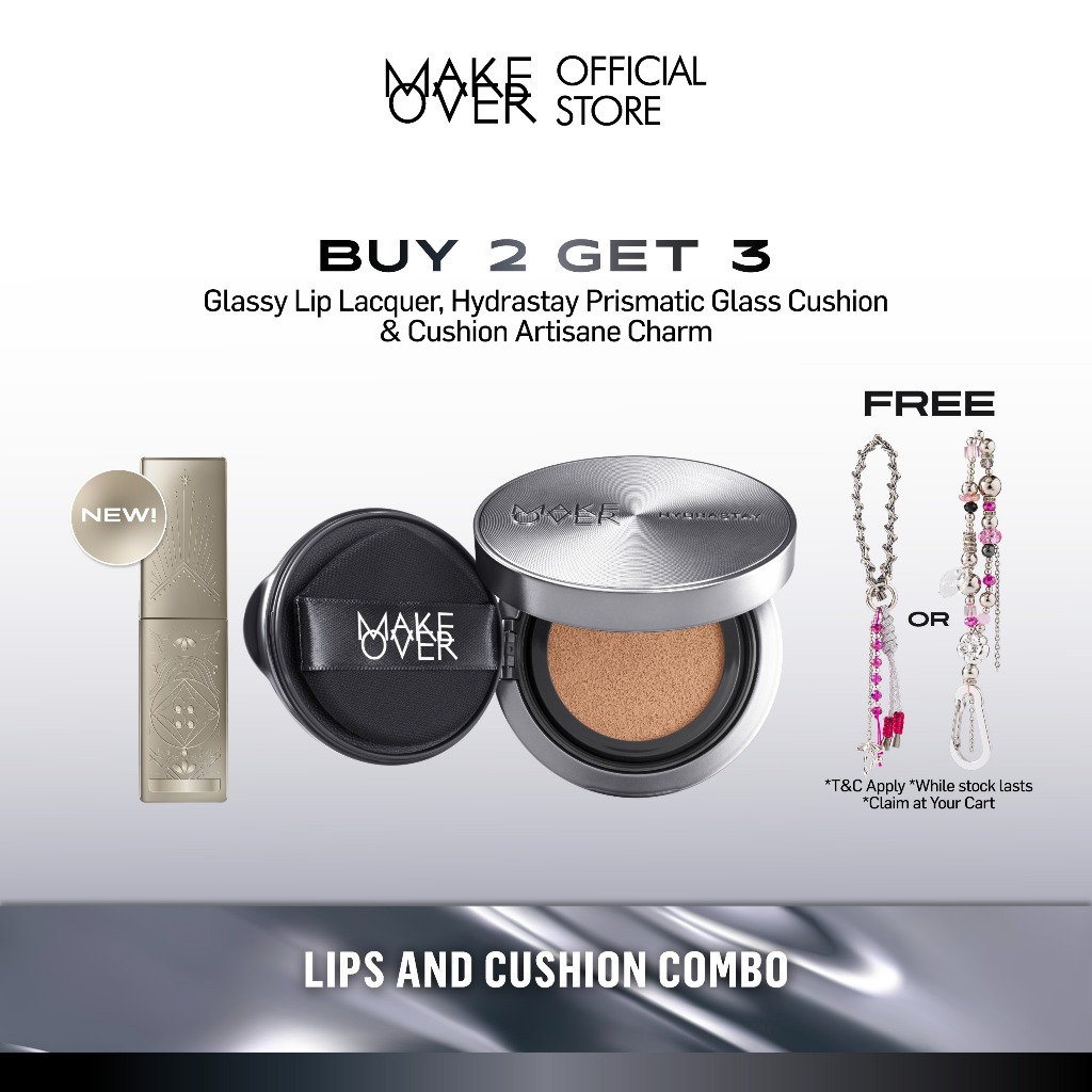 [LIPS AND CUSHION COMBO] NEW SHADES MAKE OVER Glassy Lip Lacquer + Hydrastay Prismatic Glass Cushion