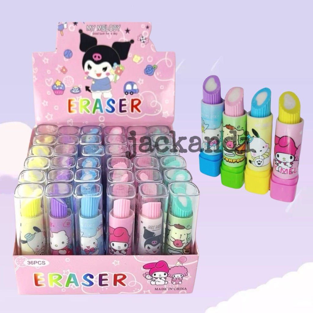 

Penghapus Pensil Lipstik Kartun Karakter Lucu Imut Stip Pensil Anak Sekolah Gemas