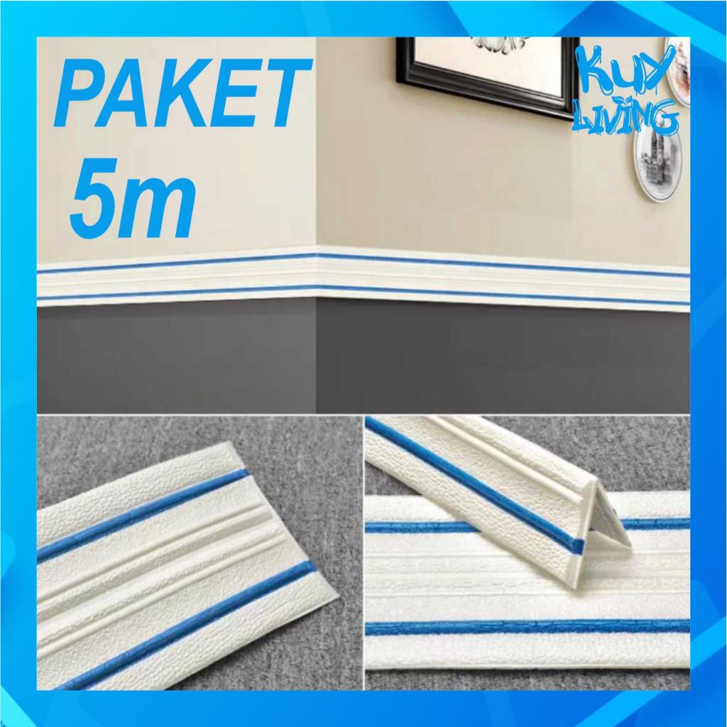 [PAKET 5m] Wall Border List Plafon Dinding Lis Wallborder Foam 3D Walpaper List Foam Stiker Dinding