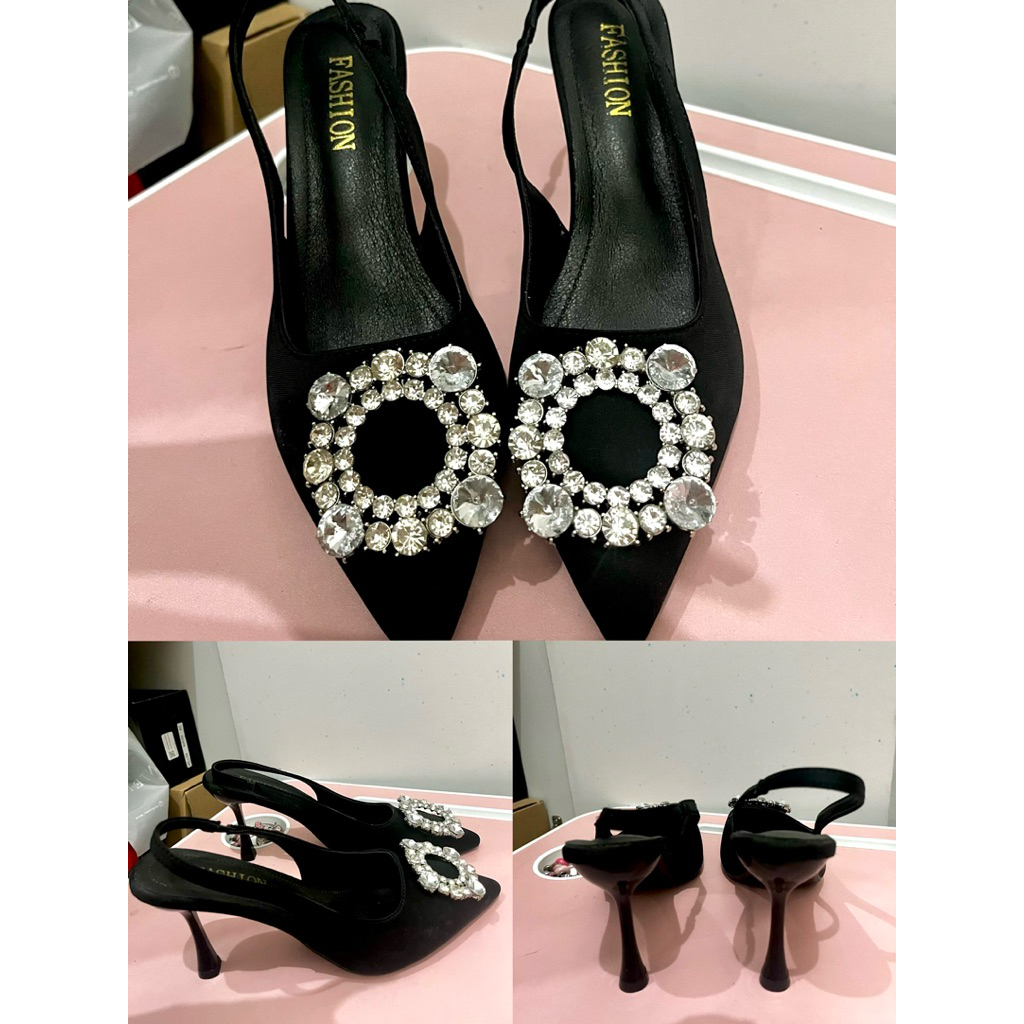 PRELOVED HEELS HITAM 7cm ingino.id high stiletto heels black