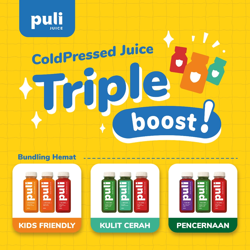 

Puli Juice – Bundling Triple Boost | Cold Pressed Juice 260ml (Bundling 3 Botol)