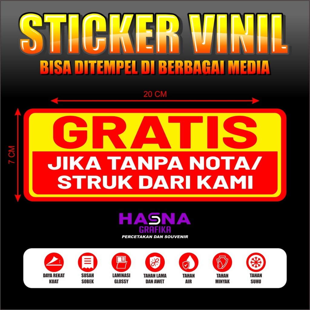 

Stiker / Sticker GRATIS Jika Tanpa Nota / Struk Dari Kami
