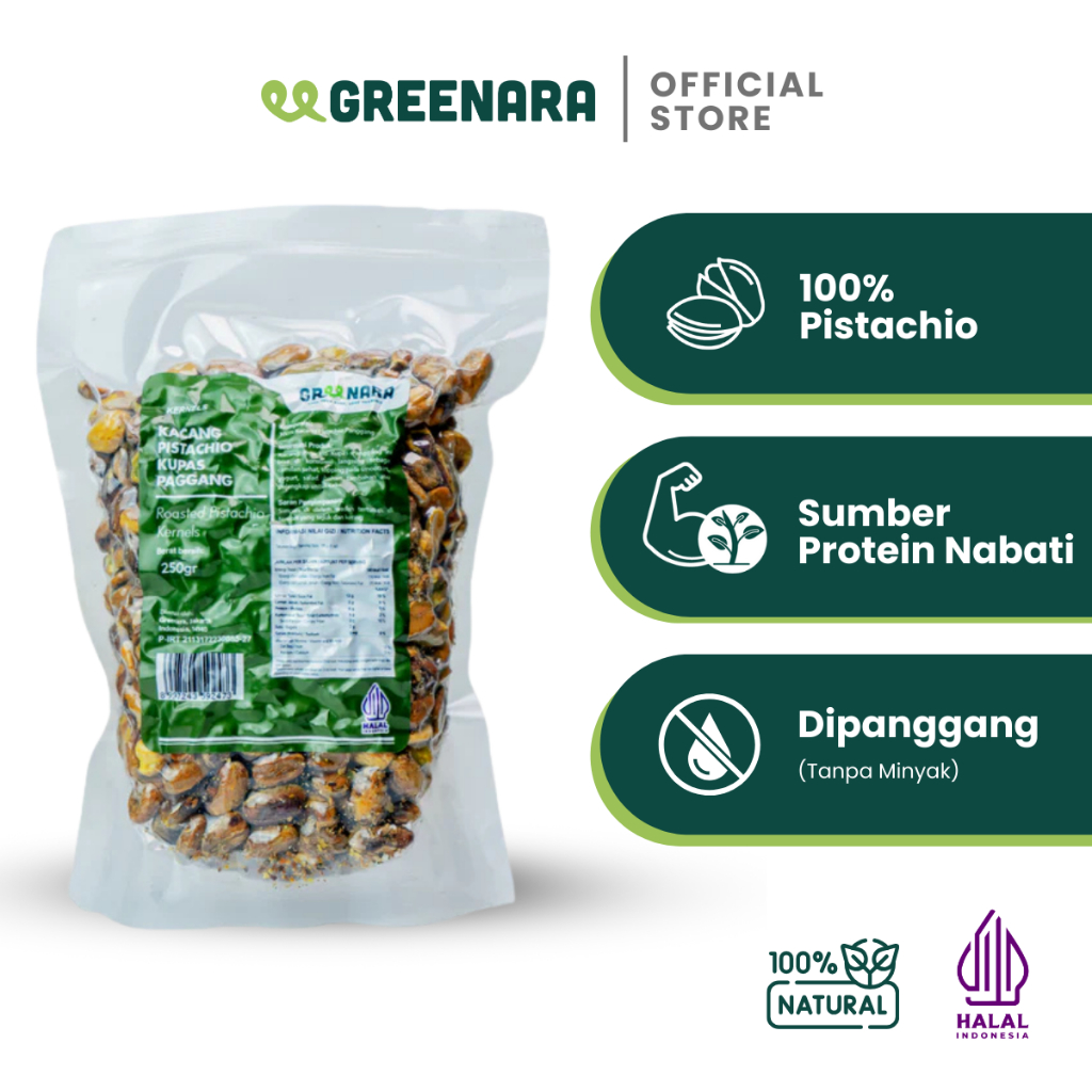 

Greenara - Kacang Pistachio Kupas Panggang 250gr / Roasted Pistachio Kernel
