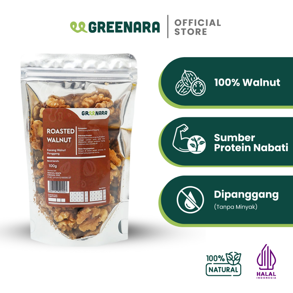

Greenara - Kacang Walnut Panggang 100gr / Roasted walnut