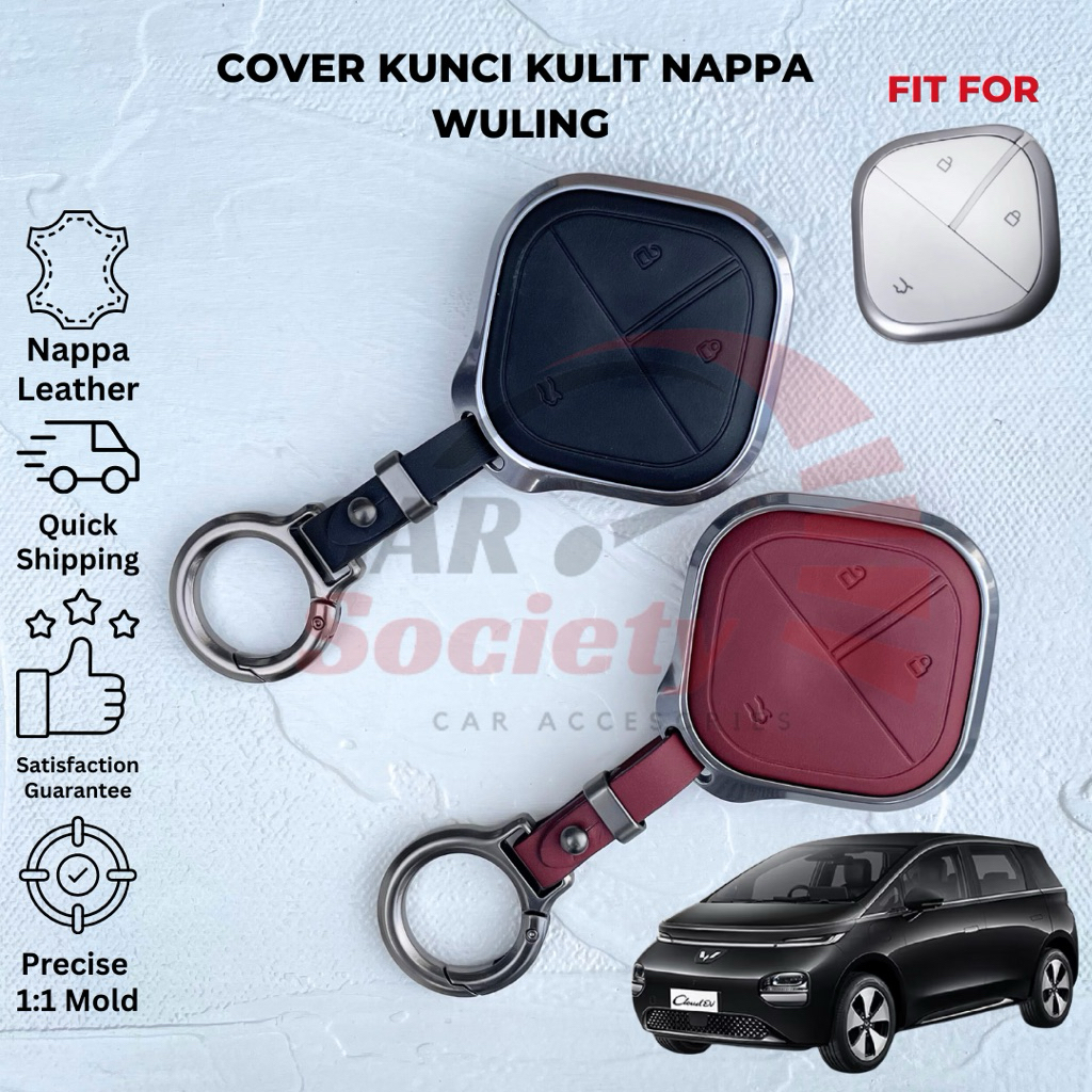 Nappa Leather Key Cover Sarung Kunci Kulit Nappa Wuling Cloud EV, Wuling Air EV, wuling Binguo