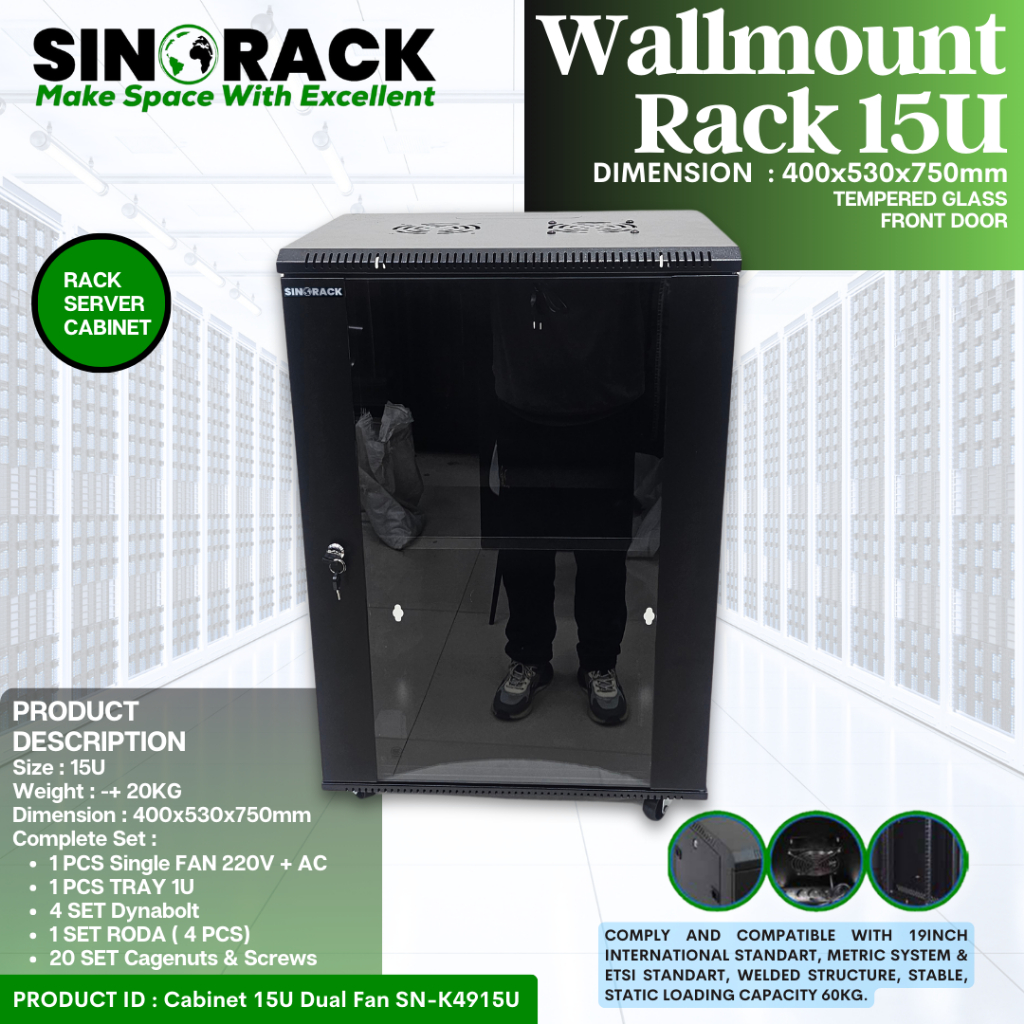 Sinorack Wall Mount Rack Server 15U Small