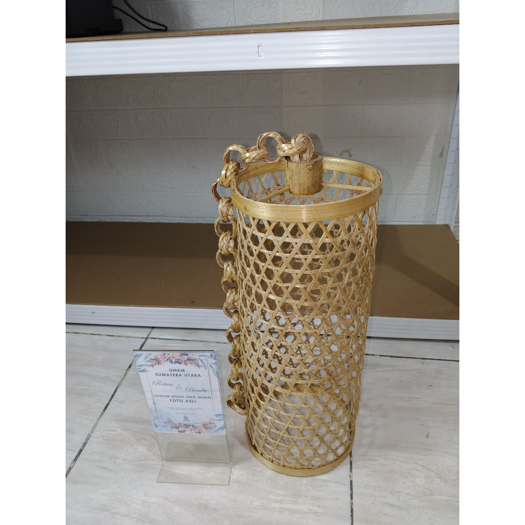 Cup lampu bulat panjang gantung bambu / Lampu gantung / Dekor lampu gantung