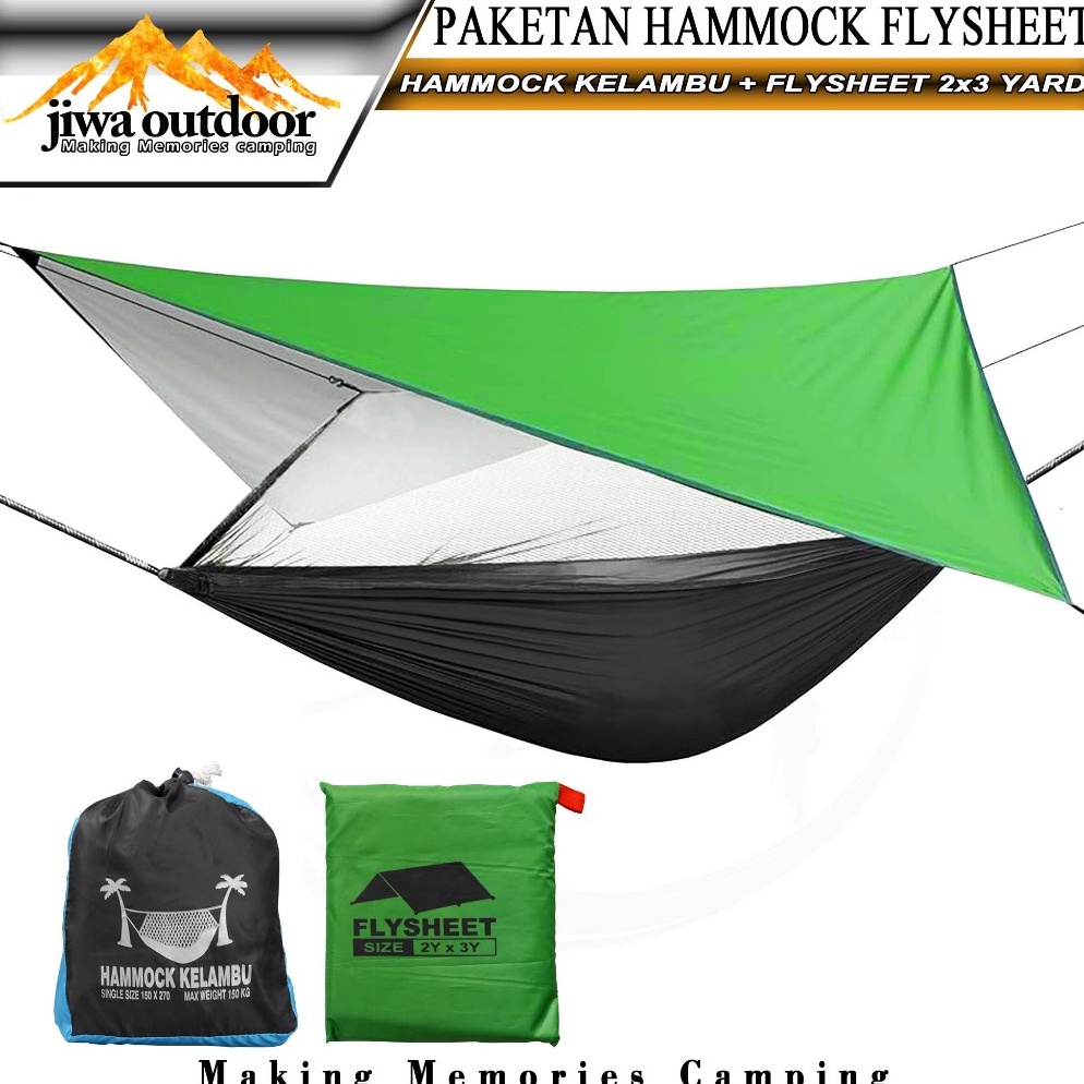 KODE E89Q paketan hammock kelambu  flysheet tenda waterproof 2x3 yard paket hemat hammock flysheet c