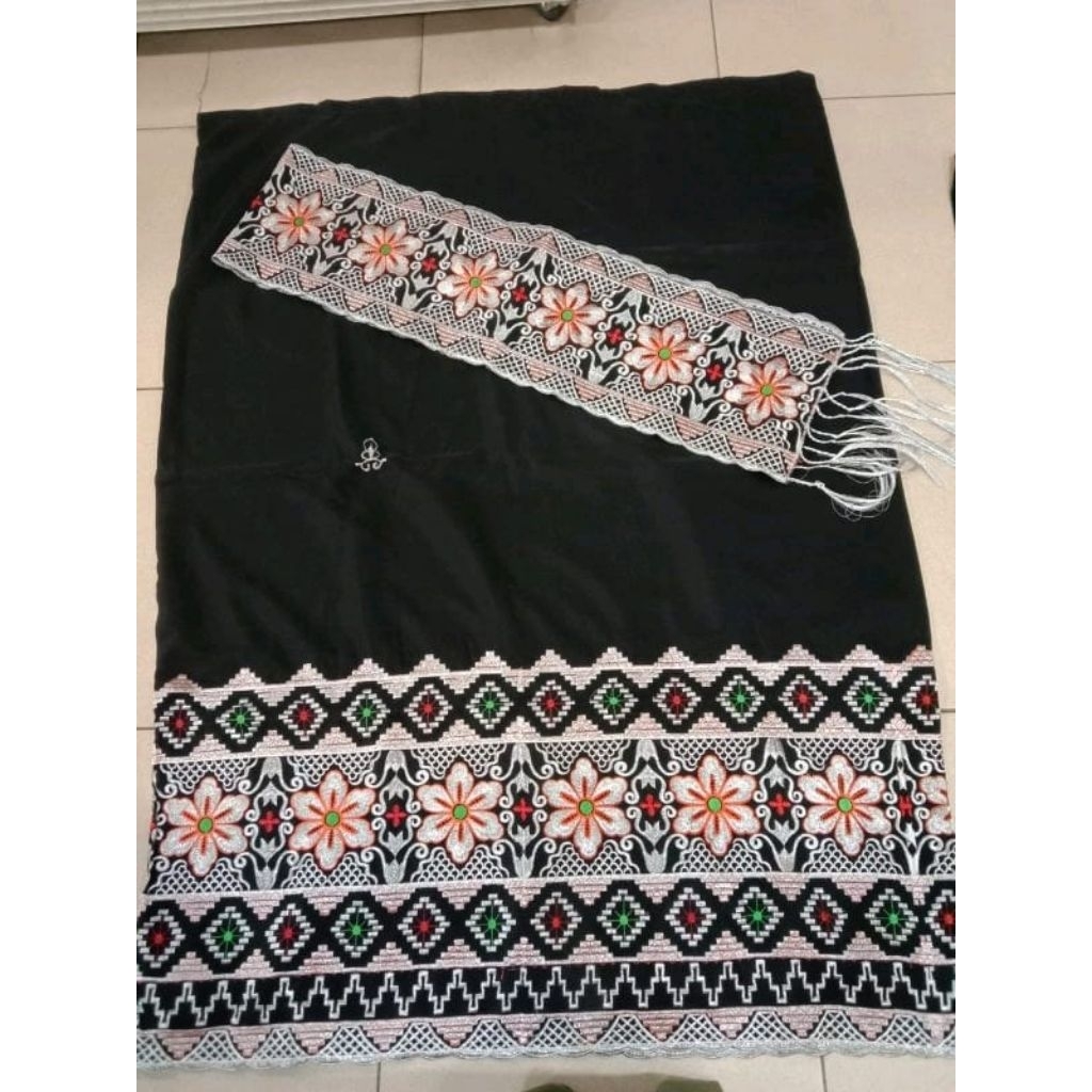 tapis bordir 1tingkat motif melati silver