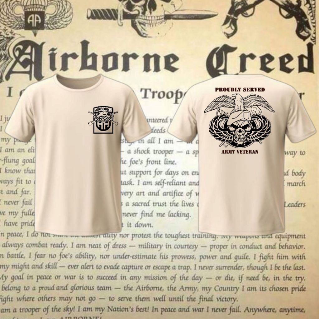 Kaos US ARMY T-shirt Military Vintage " AIRBORNE VETERAN ARMY " 24S