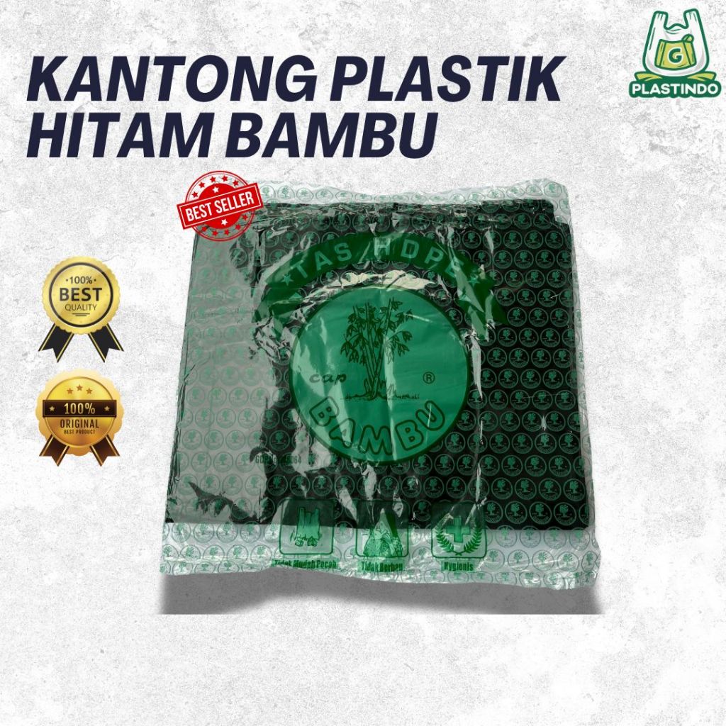 Plastik Kresek Hitam Kuat Cap Bambu – Ukuran Lengkap (Jumbo, Besar, Tanggung,Kecil) - Isi 50 Lembar