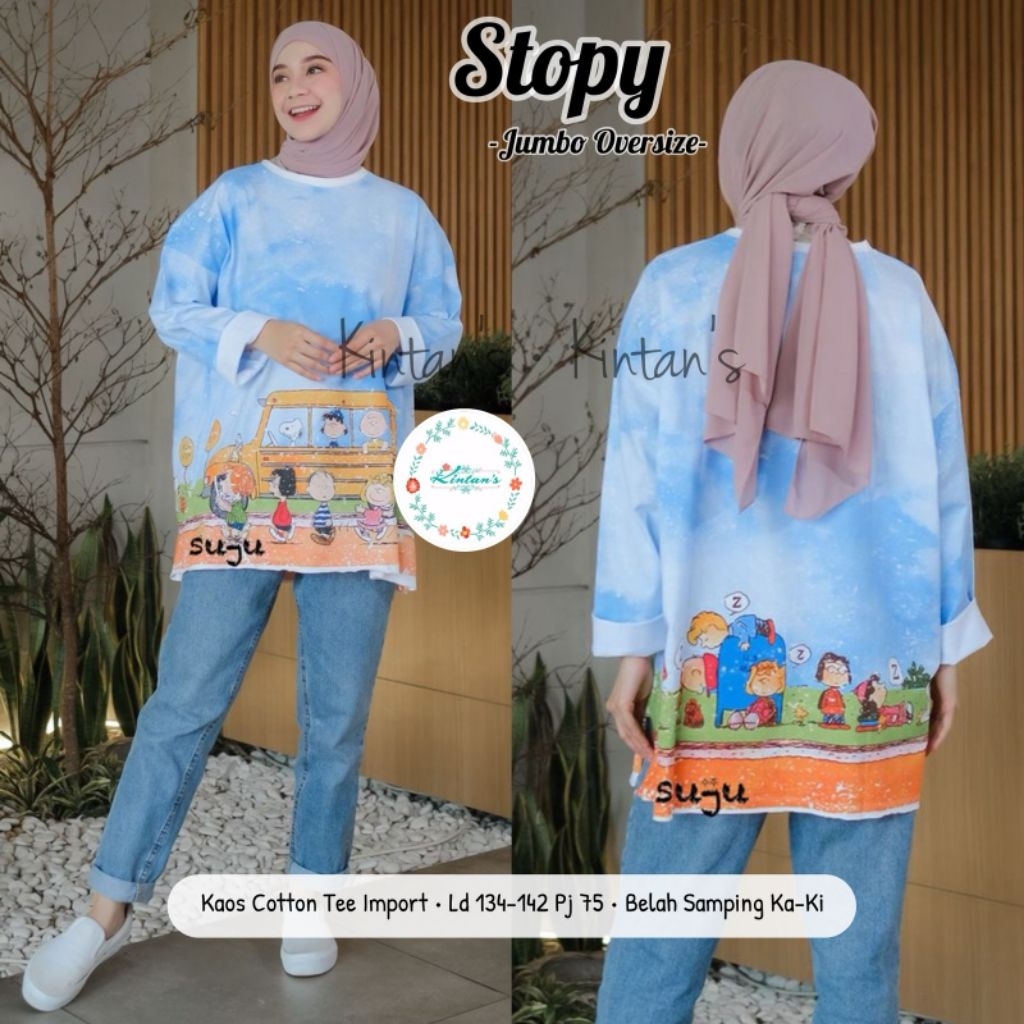 Stopy Oversize - Kaos Wanita Jumbo - Kaos Suju Oversize - Kaos Oversize - Kaos Katun Tee Import by K