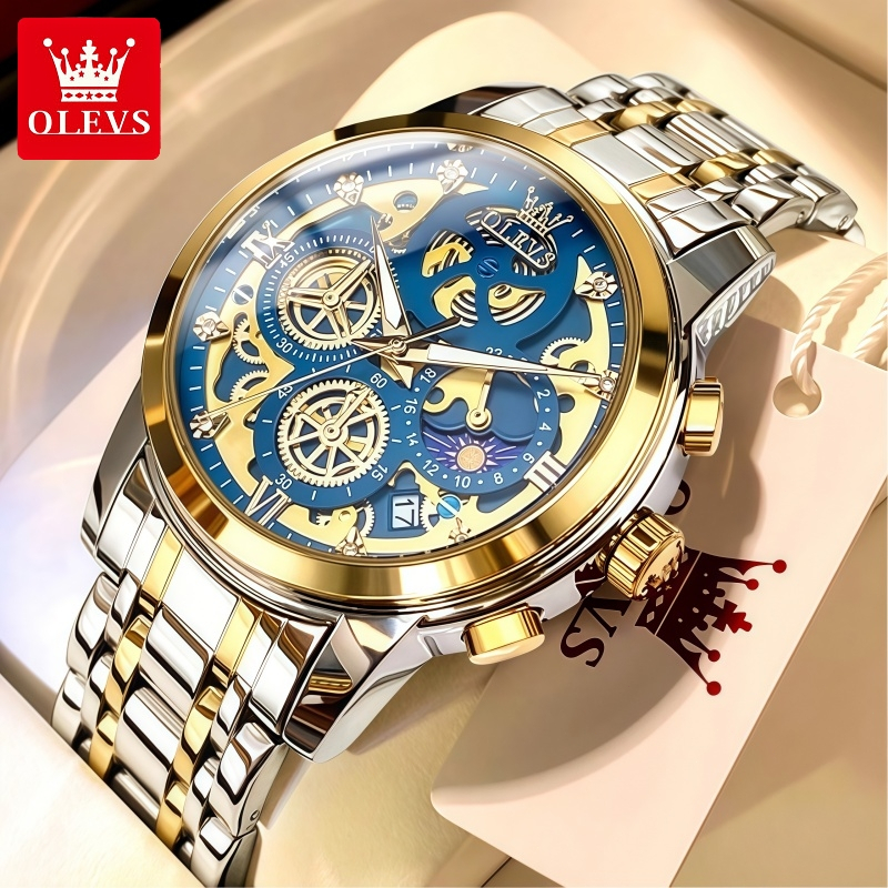 OLEVS Jam Tangan Pria Mewah Automatic Mekanis Anti Air Original 100% Luminous Kalender