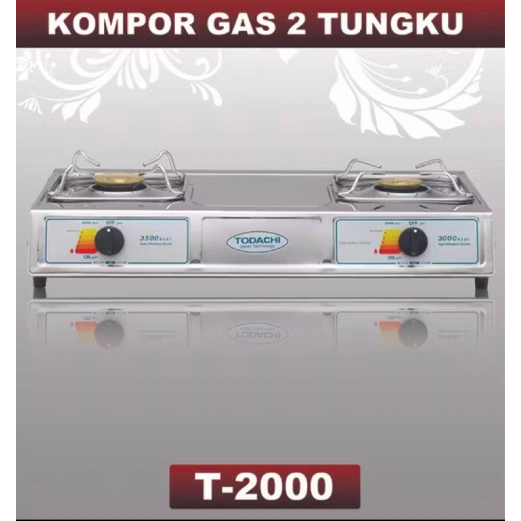 Kompor Gas Todachi 2 Tungku T2000 Stainless