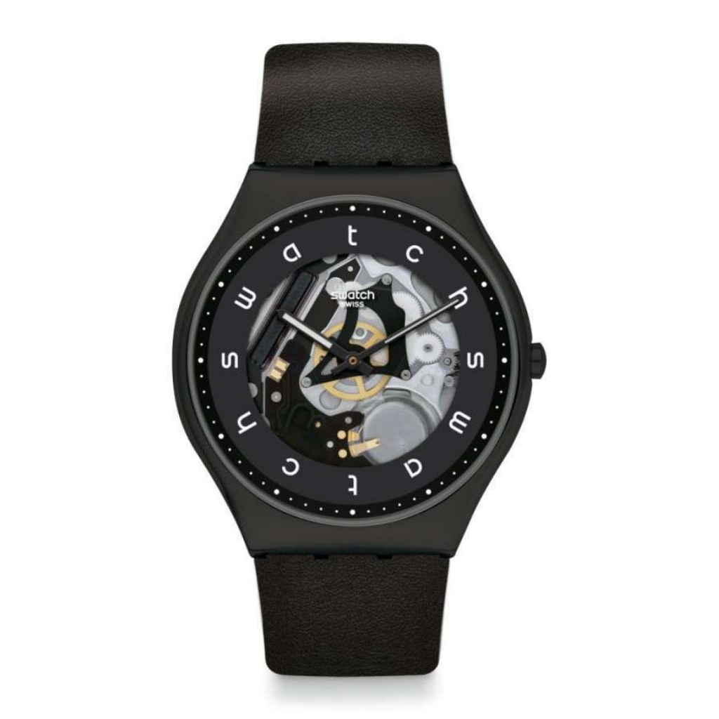 SWATCH SS07B101 Original Swatch WHITE SIDE Jam Tangan Pria Analog Kulit Original Swiss Made