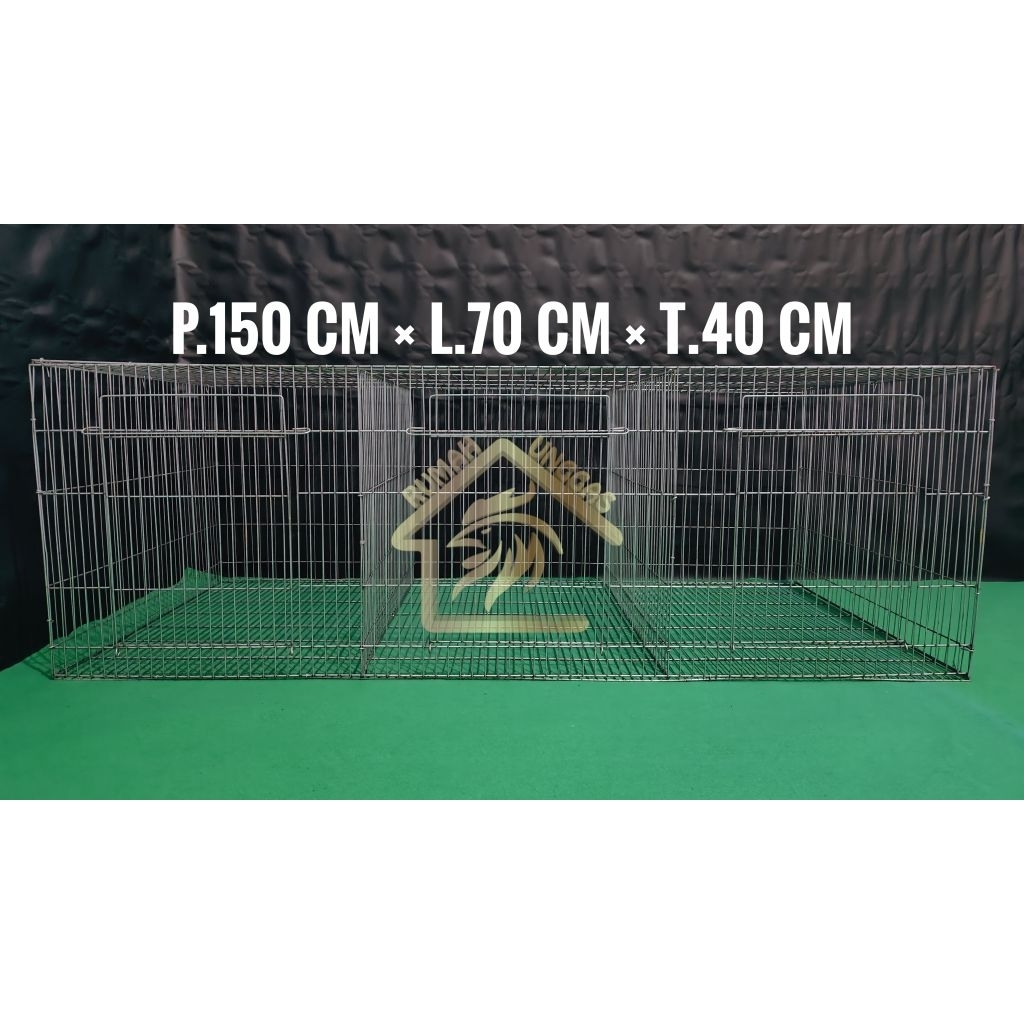 GALVANIS KANDANG KELINCI 3 HOLE P.150L.70T.40 PINTU 3 DOC PEMBESARAN AYAM