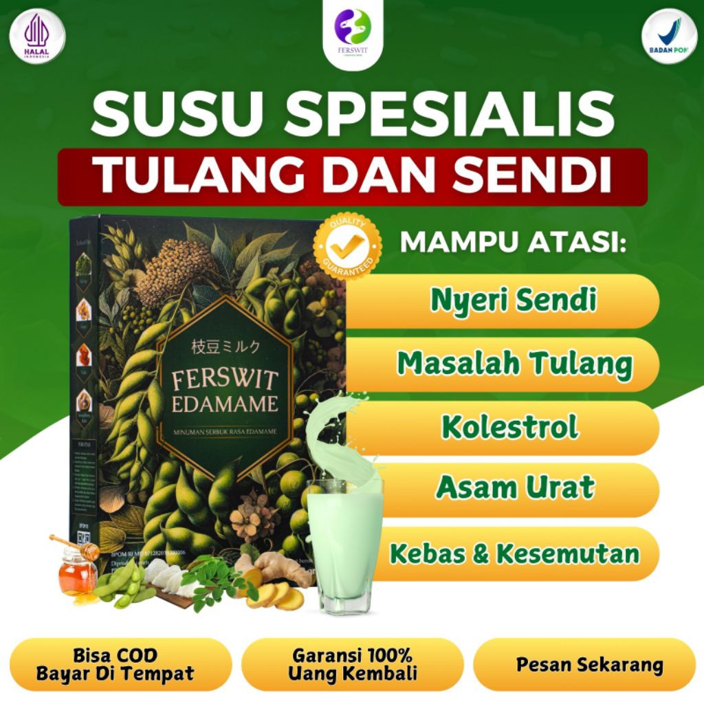 

Ferswit Susu Edamame Jepang Asli Original - Diformulasikan Untuk Sakit Sendi, Kolestrol & Asam Urat