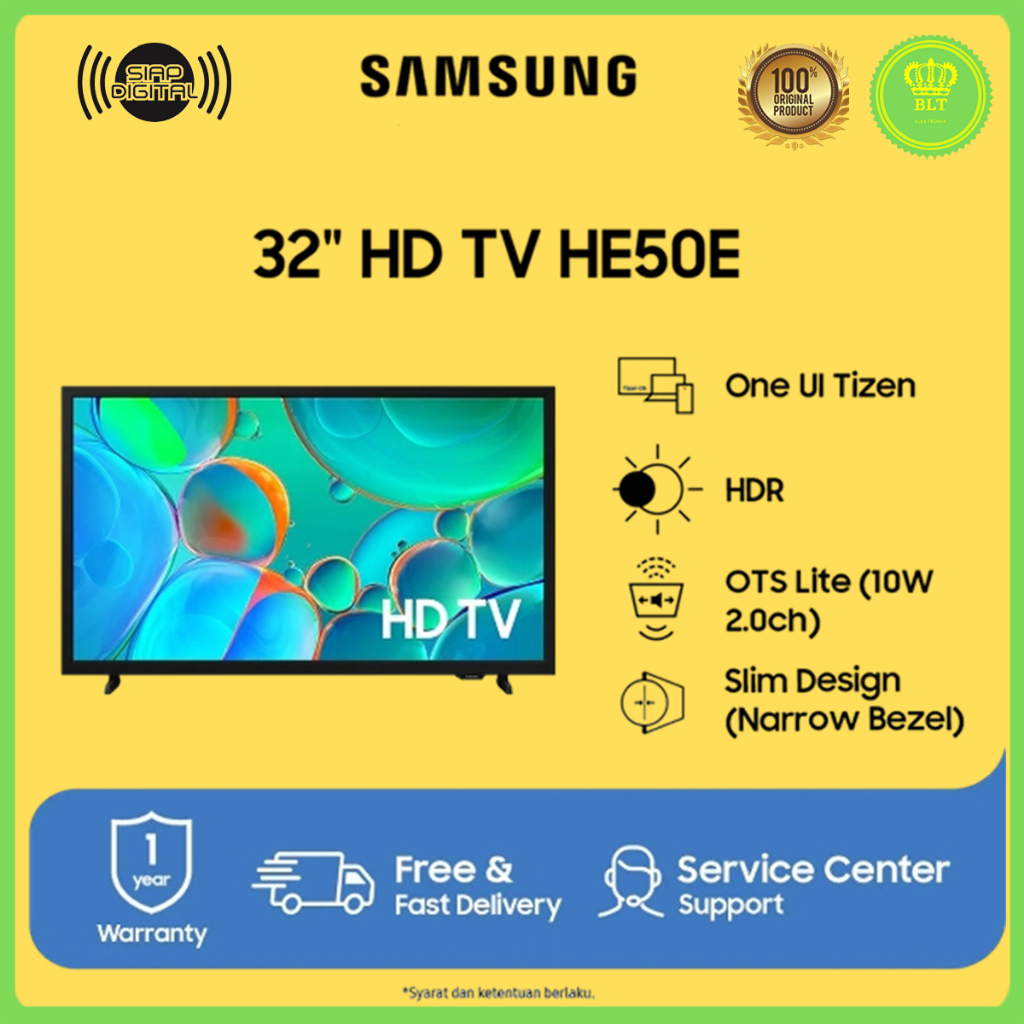 SAMSUNG 32HE50E Smart TV LED 32 Inch HD HDR HE50E Digital DVB-T2 WiFi UA32HE50EFKLXD