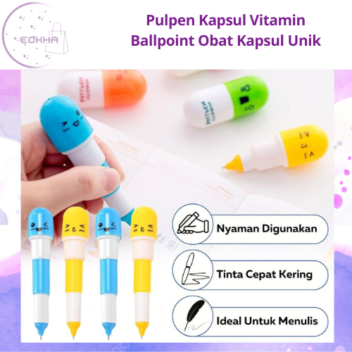

EDKHA - Pulpen Kapsul Vitamin Tablet Pena Vitamin Ballpen Obat Kapsul Unik