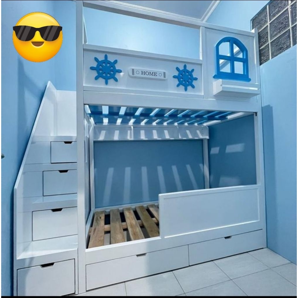 ranjang tingkat anak/tempat tidur kayu jati belanda size 90x200x250