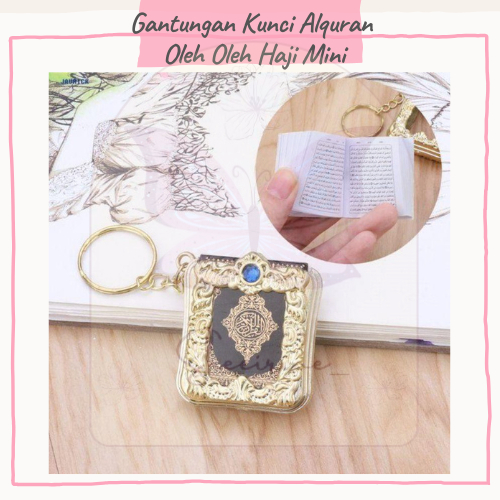 Gantungan Kunci Alquran mini al Quran keychain travel souvenir saku kecil unik miniatur gold silver 