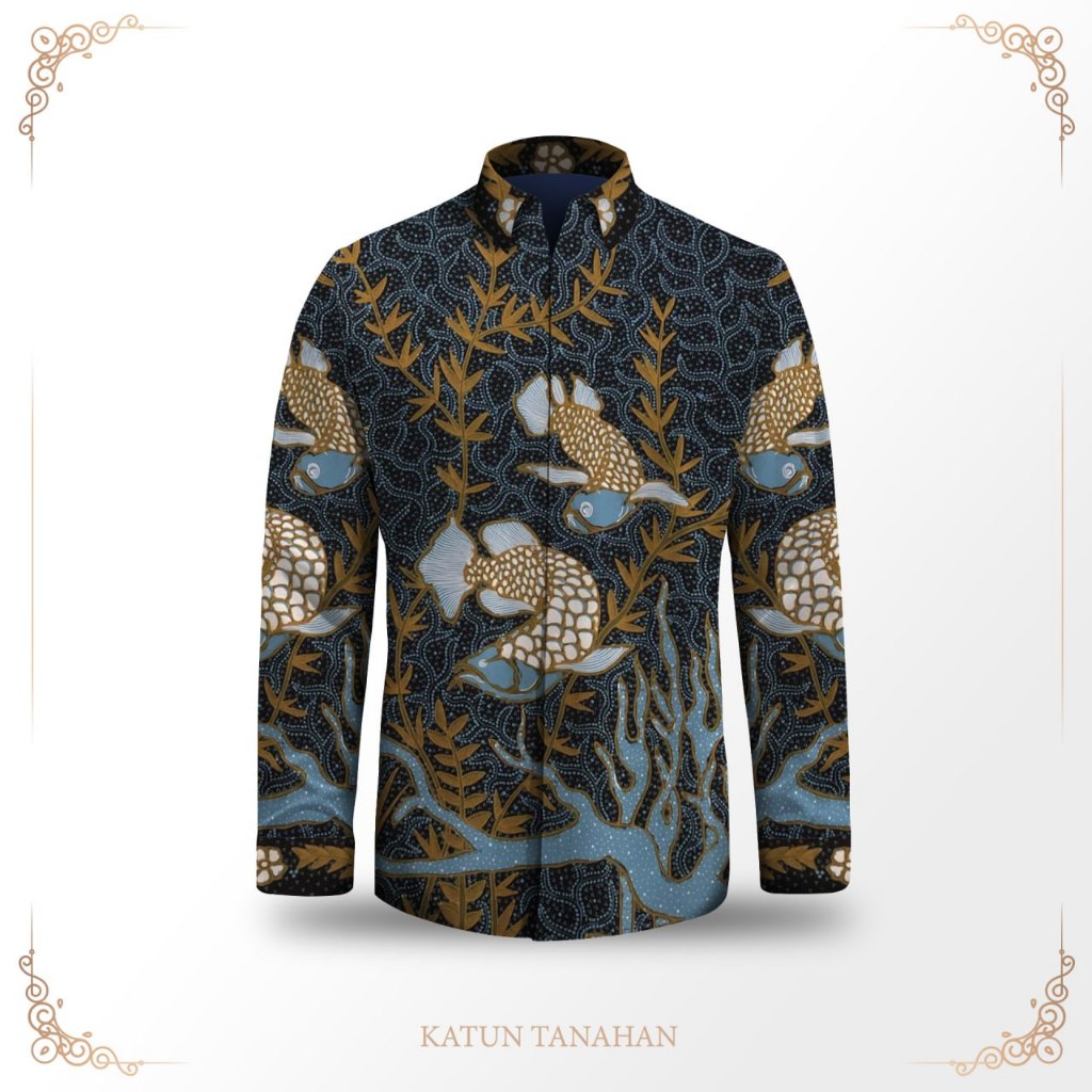 Batik pria kemeja lengan panjang bahan katun premium batik tulis pola baju pria lengan pendek mewah 