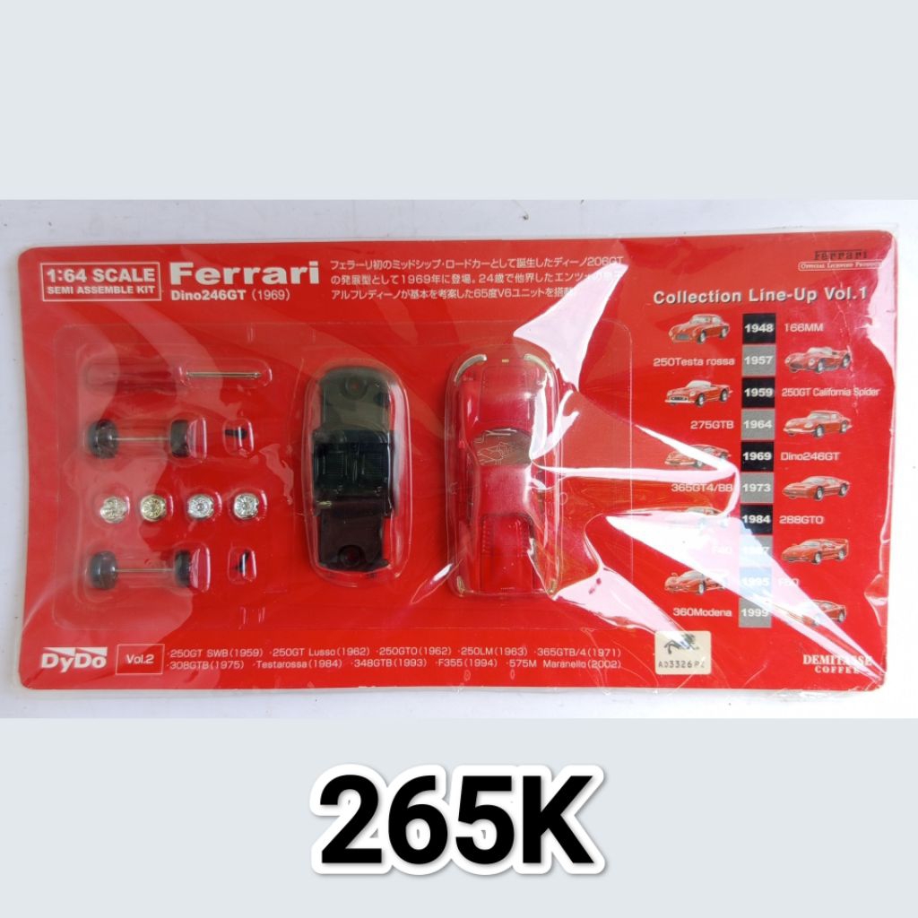 Diecast Mini Scale 64 Kyosho Dydo Ferrari Dyno 246 GT Merah
