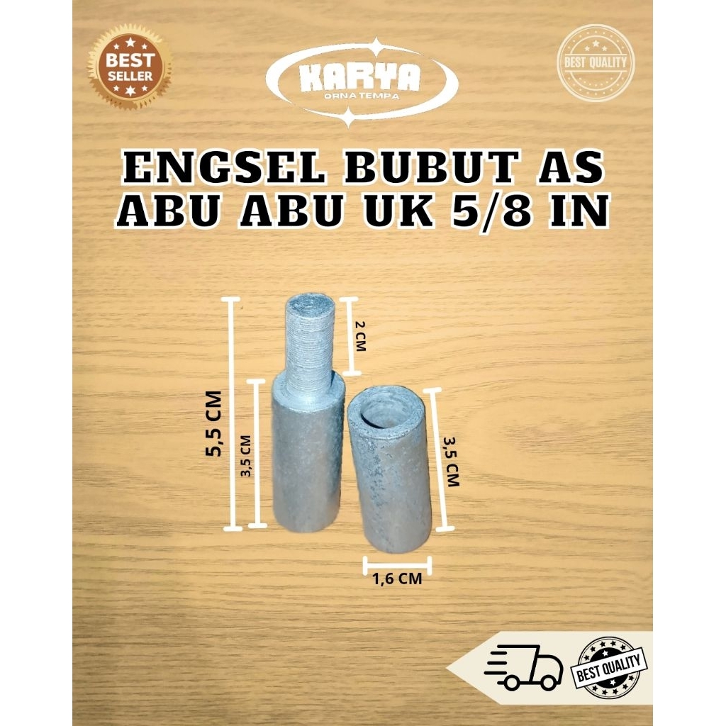 Engsel bubut besi As Roniser abu abu pagar pintu ukuran 5/8 | Engsel pintu pagar besi | Engsel pintu