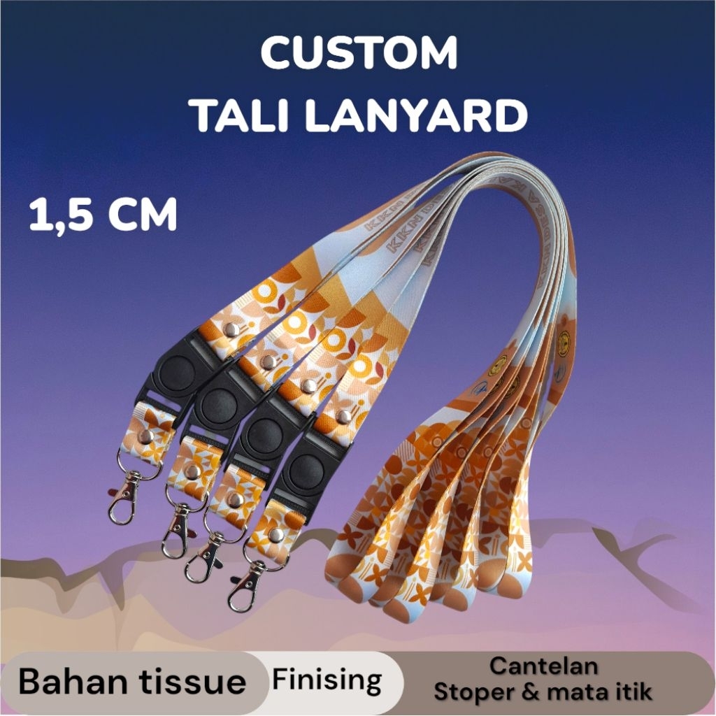

tali lanyard custom disen 1,5 cm printing sublime, tali nametag 1,5 cm