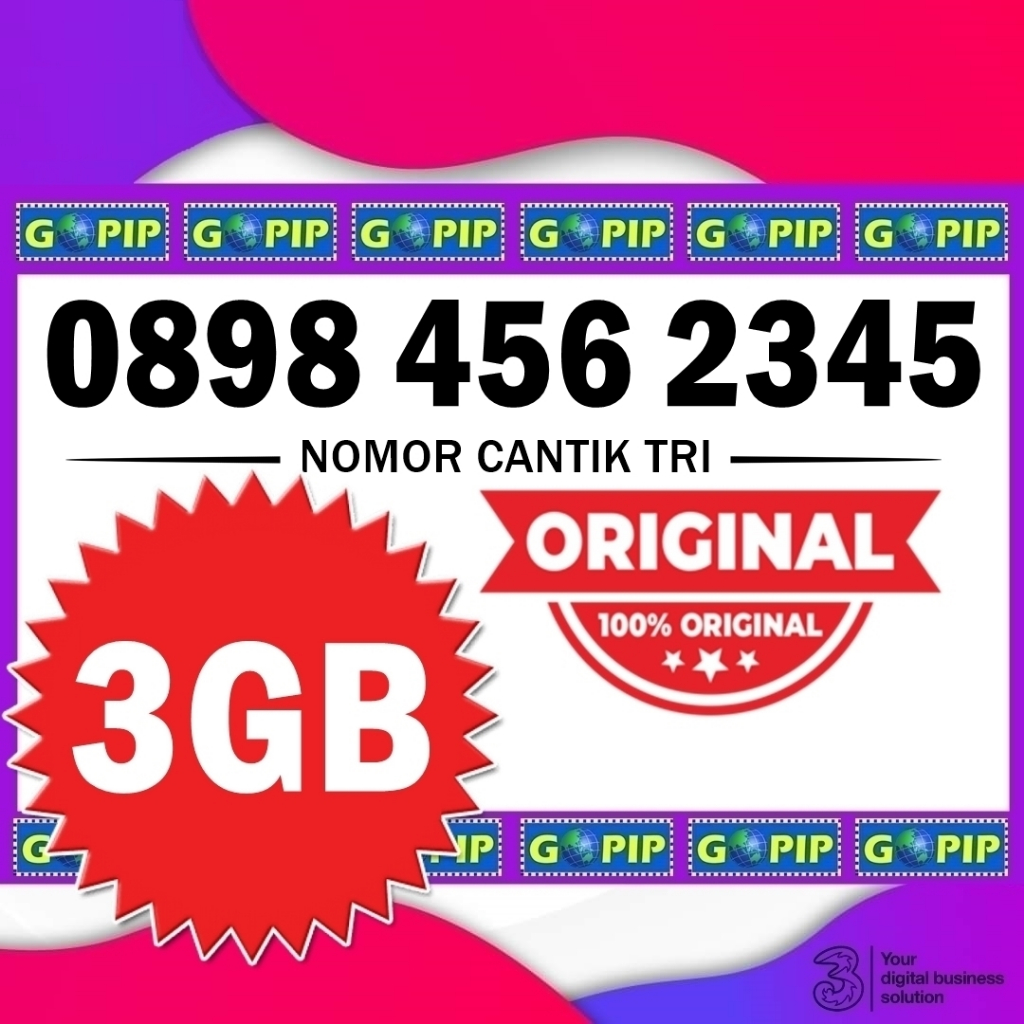 Nomor Cantik Tri 11 Digit 456 2345 + Support 5G