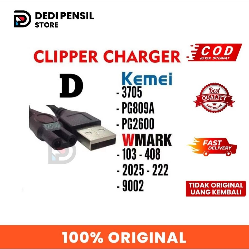 (Bisa Cod) Kabel Charger D Wmark Ng 103+ 103B 408 2024 2025 222 9002 Kemei Km 3705 Pg809A Pg2600
