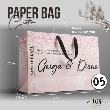 

PAPER BAG CUSTOM SATUAN - TAS PAPER BAG OLSHOP/ SOUVENIR SIMPLE FULL COLOUR BAHAN GLOSSY FREE DESIGN